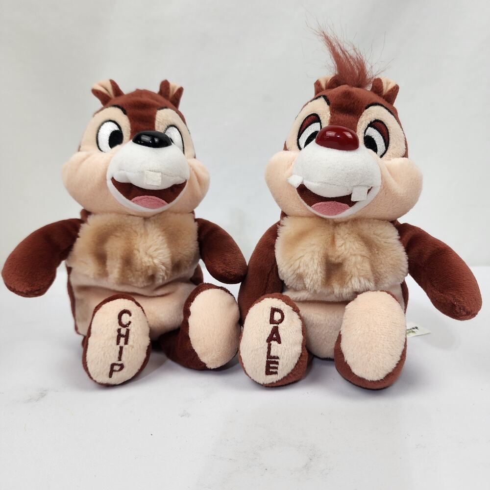 Disneyworld Chipmunks Chip & Dale 9" Plush Stuffed Bean Cute!